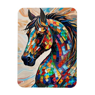 Imán Caballo de mosaico de vidrio trenzado Multicolor 1