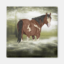 Imán Caballo de pintura Bay y White Splash Overo