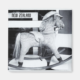 Imán Caballo de Rocking, Nueva Zelanda BW (imán Fridge)