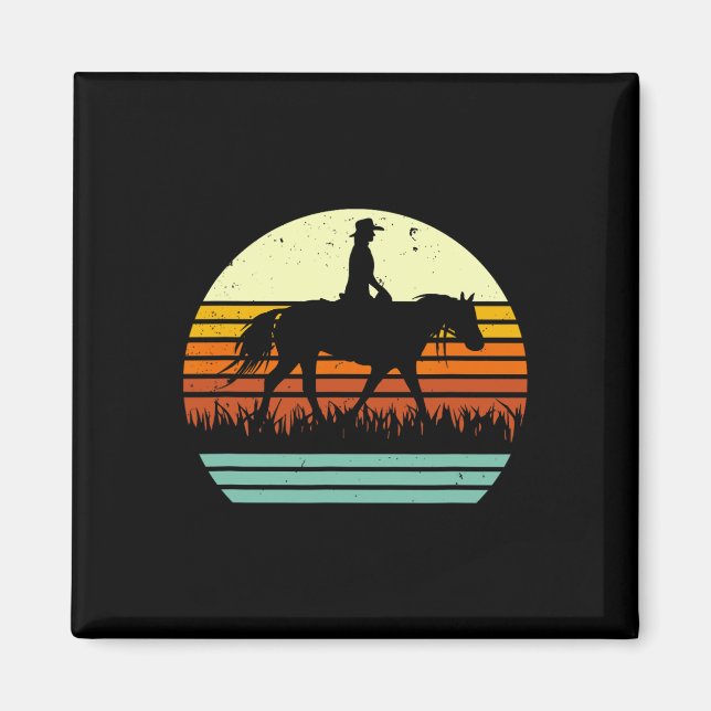 Imán Caballo de senderos Western Ranch con estilo Retro (Frente)