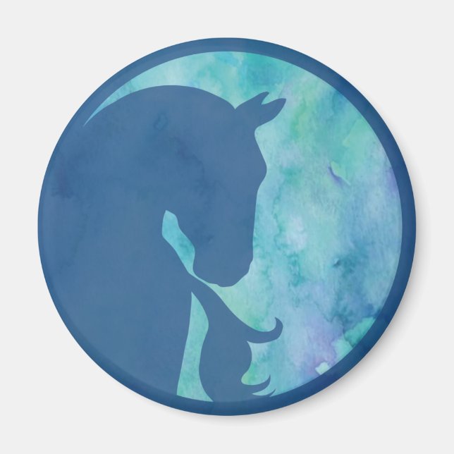 Imán Caballo en círculo - azul (Frente)