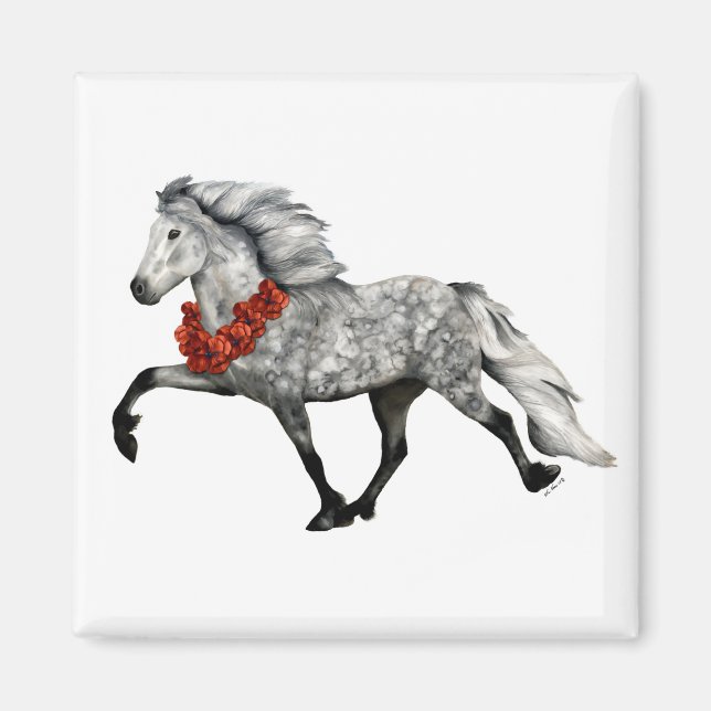 Imán Caballo islandés de Navidad (Frente)