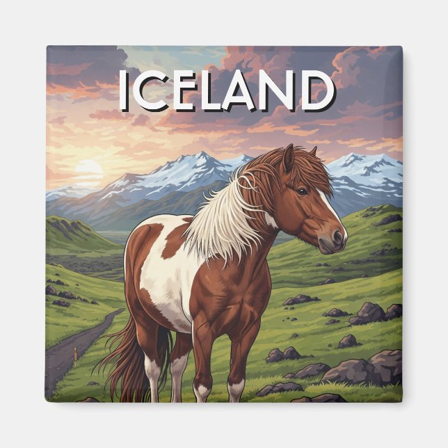 Imán Caballo islandés en Islandia viaja (Frente)