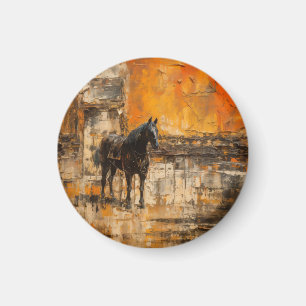 Imán Caballo majestuoso al atardecer abstracto