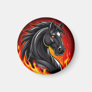 Imán Caballo Negro Ardiente Magnet Ojos Brillantes Rega