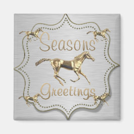 Imán Caballo Oro Occidental En Feriado Plateado