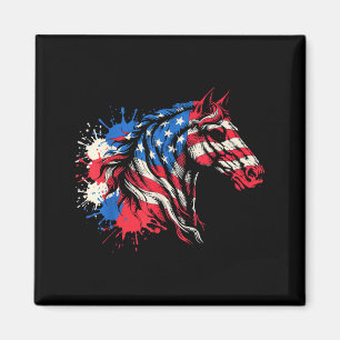 Imán Caballo patriótico arte de salpicadura de bandera