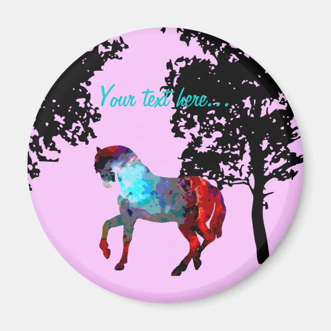 Imán Caballo rosa para niños (Frente)
