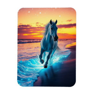 Imán Caballo salvaje corre al atardecer