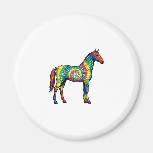 Imán Caballo Tie Dye Grabado Antiguo Arte Vectorial (Frente)