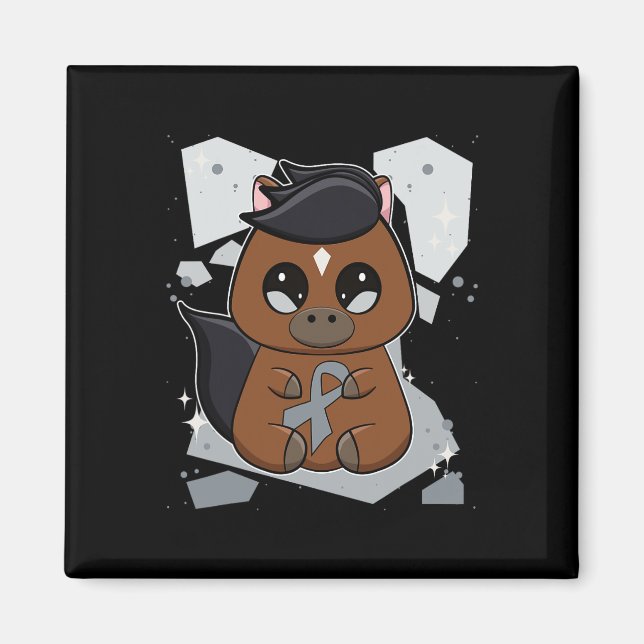 Imán Caballo tostado con Ribbon World Dyslexia Awar (Frente)