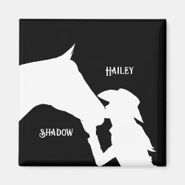 Imán Caballo y chica besan a Cowgirl occidental