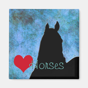 Imán Caballos cardíacos en el corazón rojo (azul/verde)