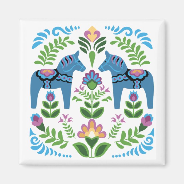 Imán Caballos de dala azules suecos (Frente)