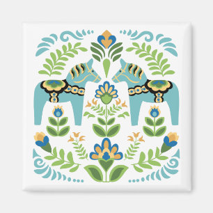 Imán Caballos de dala suecos Verde azulados