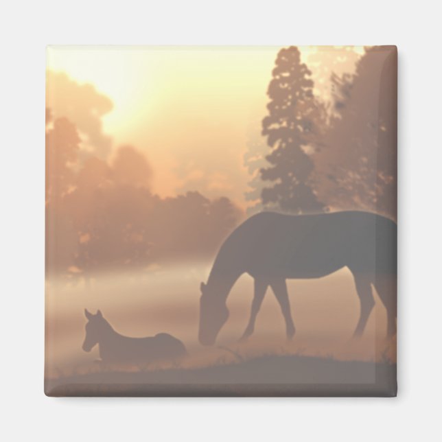 Imán Caballos en la niebla matutina (Frente)