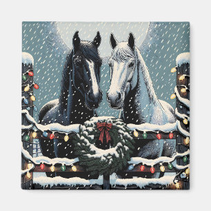 Imán Caballos festivos Feliz Navidad