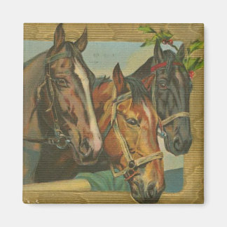 Imán Caballos Vintage de Navidad