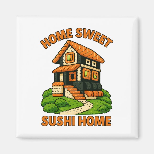Imán Cabaña de comida de casa de sushi sinusal (Frente)