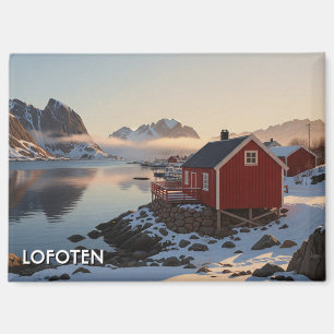 Imán Cabaña Roja en Lofoten Noruega Viaje