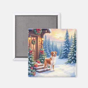 Imán Cabaña Rústica de Bretaña Navidad Arte de Invierno