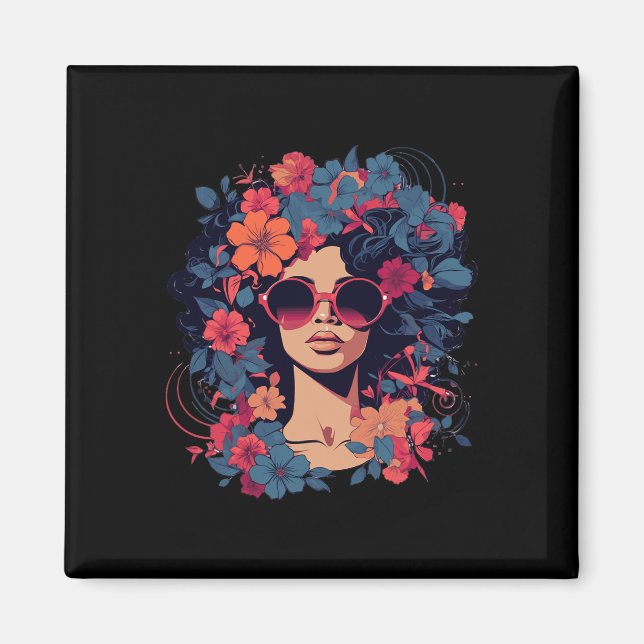 Imán Cabello Afro Natural Orgullo de la Historia Negra  (Frente)