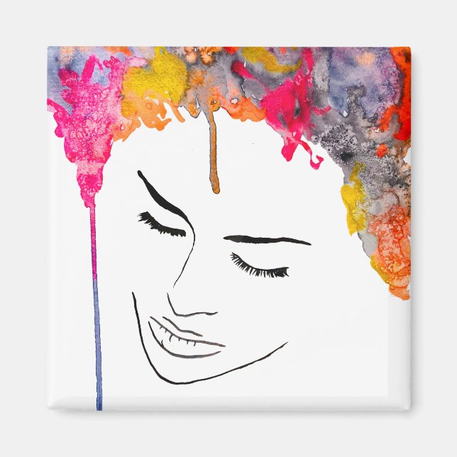 Imán Cabello loco psicodélico de una mujer graciosa (Frente)