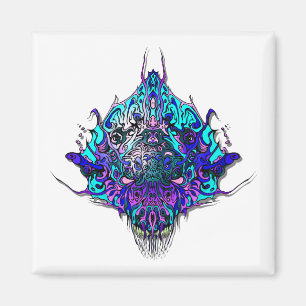 Imán Cabeza alienígena - azul y púrpura