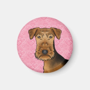 Imán Cabeza de adorable Airedale Terrier sobre corazone