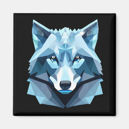 Imán Cabeza de lobo geométrica azul