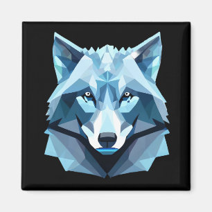 Imán Cabeza de lobo geométrica azul