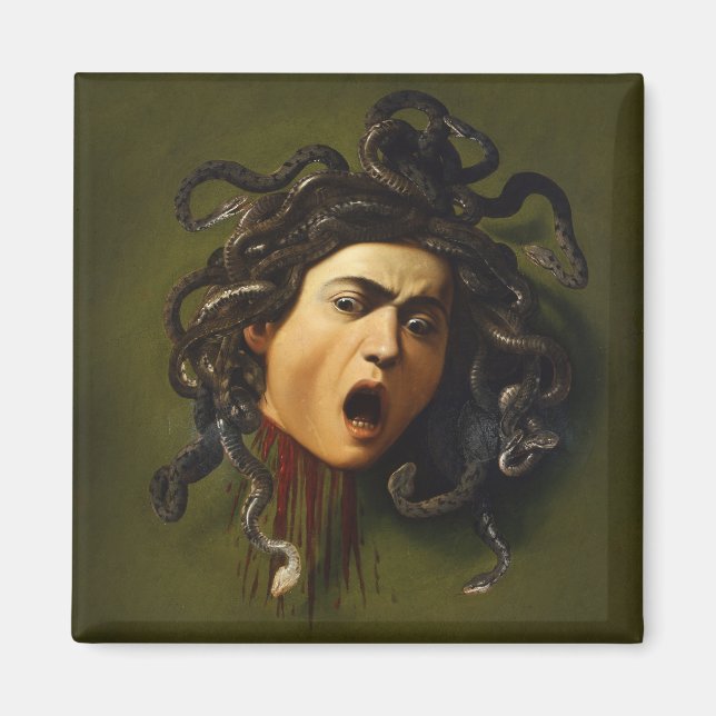 Imán Cabeza de Medusa Caravaggio pintando cuadros de mi (Frente)