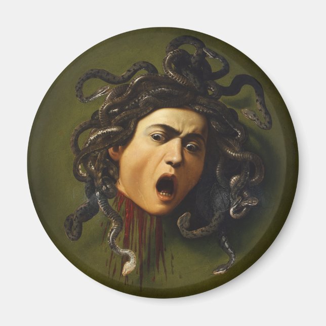 Imán Cabeza de Medusa Caravaggio pintando cuadros de mi (Frente)