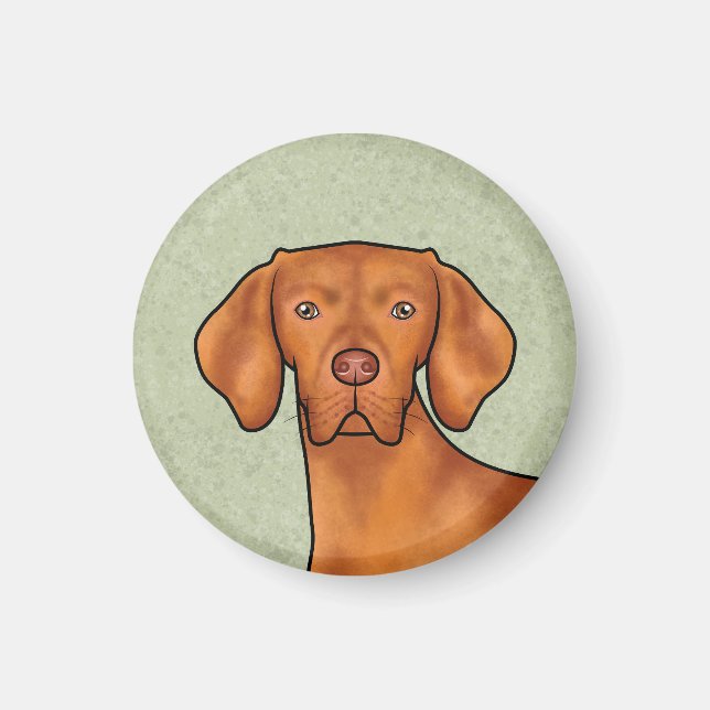 Imán Cabeza de perro puntero de dibujos animados Vizsla (Frente)