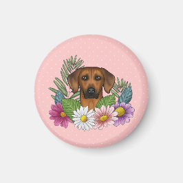 Imán Cabeza de perro Ridgeback de Rodesia Flores de ver