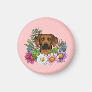 Imán Cabeza de perro Ridgeback de Rodesia Flores de ver