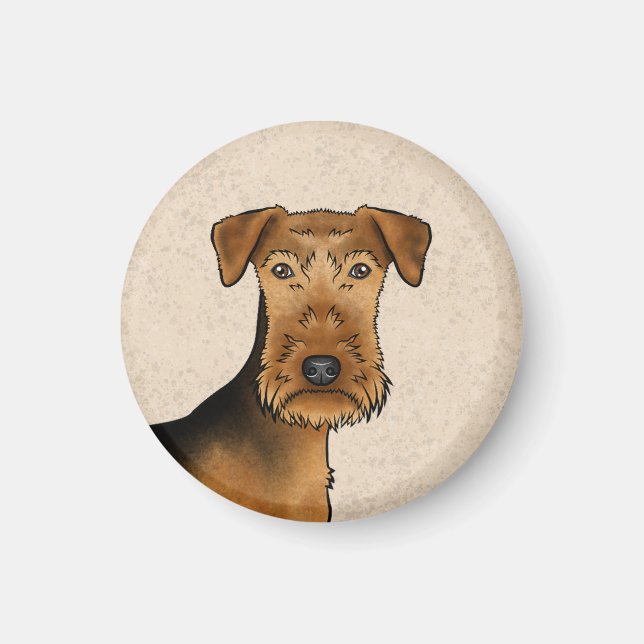 Imán Cabeza de perro Terrier Airedale Bingley Terrier (Frente)