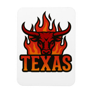 Imán Cabeza de toro de llama de Texas - Fiery Longhorn