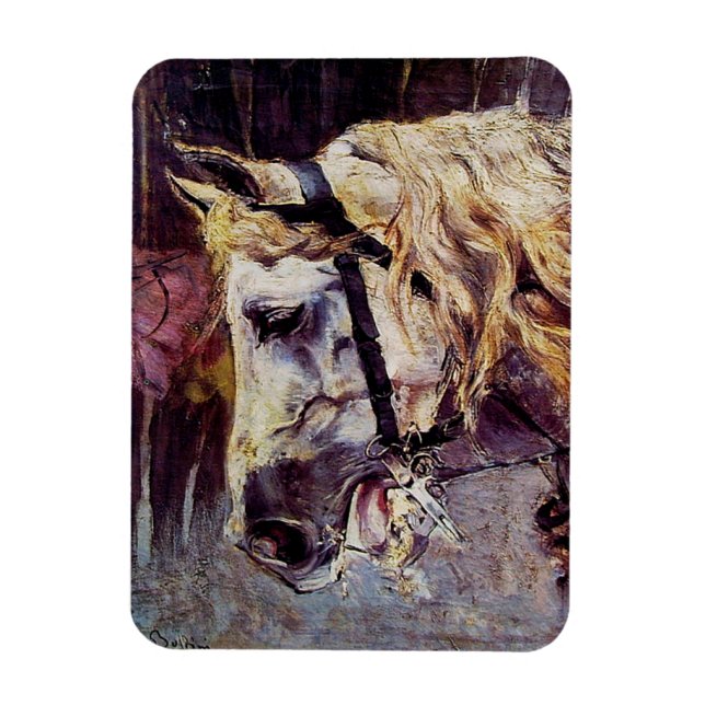 Imán Cabeza de un caballo blanco (por Giovanni Boldini) (Vertical)