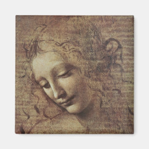 Imán Cabeza de una mujer joven con el pelo Tousled o,