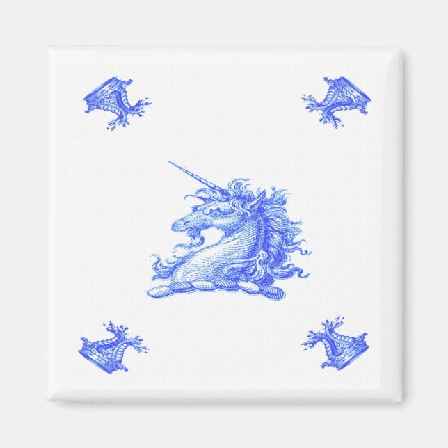 Imán Cabeza de unicornio holandesa azul (Frente)