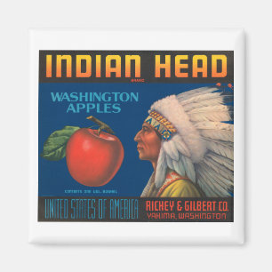Imán Cabeza india de Washington Apples Etiqueta de cali