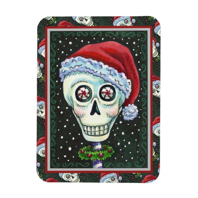 IMÁN CABEZA MUERTA SANTA SKULL, NAVIDADES SKELETON HUMO (Vertical)