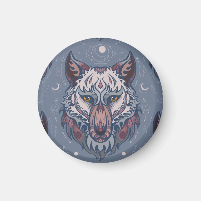 Imán Cabezas de lobo con decoración de boho (Frente)