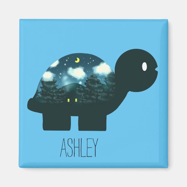 Imán Cabina De Cielo Nocturno En Tortuga Forestal (Frente)