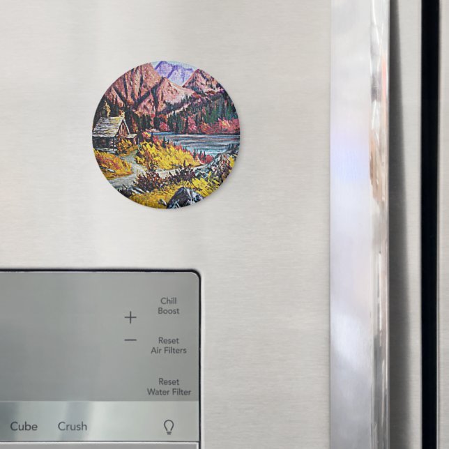Imán Cabina junto a la pintura al aceite del lago (In situ (nevera))
