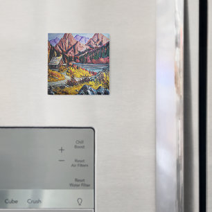 Imán Cabina junto a la pintura al aceite del lago