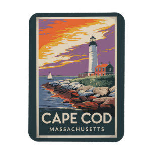Imán Cabo Cod Massachusetts Ilustración Arte de Viaje