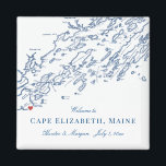 Imán Cabo Elizabeth Maine Map Elegant Wedding Favor<br><div class="desc">¡Pedidos rápidos y fáciles! Estos imanes para bodas de mapas de Cape Elizabeth, Maine, son perfectos para recibir a sus huéspedes fuera de la ciudad con favores de bolsos de bienvenida, o personalizares para su fiesta de bodas. Perfecto para bodas en el Purpoodock Club o en el Inn by the...</div>