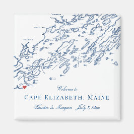 Imán Cabo Elizabeth Maine Map Elegant Wedding Favor